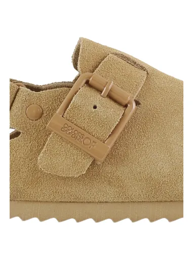 Cow suede sabot sandal