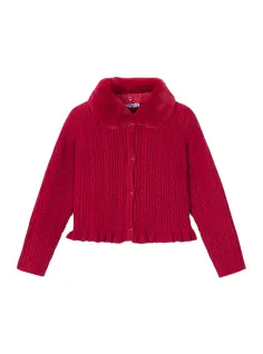 Fur collar sweater