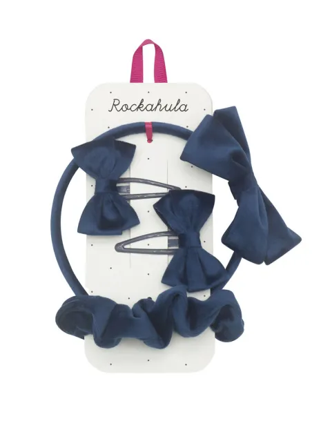 Set Capelli Cerchietto mollette Velvet Bow School