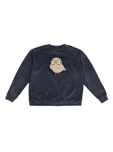 Felpa ciniglia con ricamo Bird