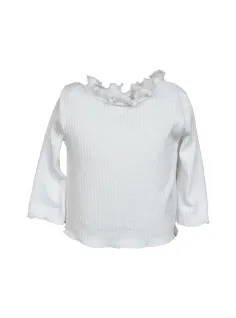 RIBBED T-SHIRT WITH COLLAR  WHITE - BAMBOOM