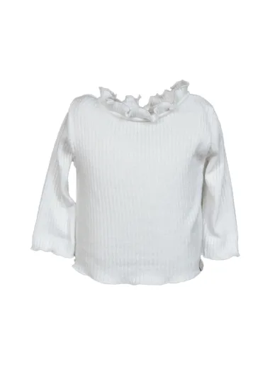 RIBBED T-SHIRT WITH COLLAR  WHITE - BAMBOOM