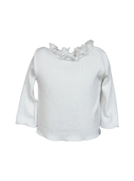 RIBBED T-SHIRT WITH COLLAR  WHITE - BAMBOOM