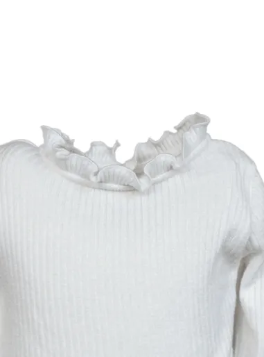 RIBBED T-SHIRT WITH COLLAR  WHITE - BAMBOOM