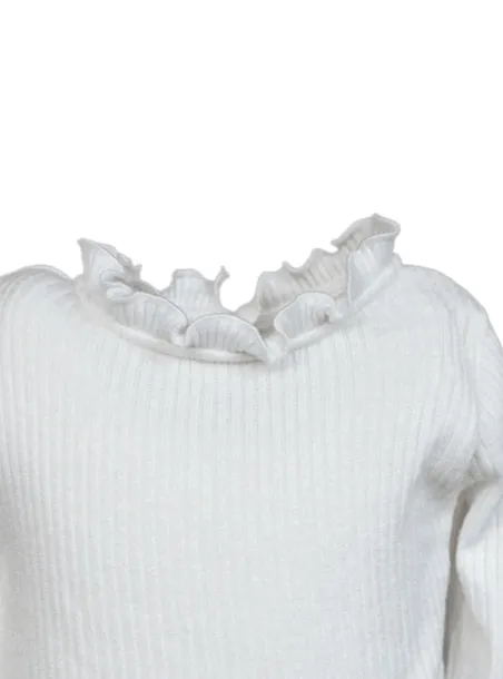 RIBBED T-SHIRT WITH COLLAR  WHITE - BAMBOOM
