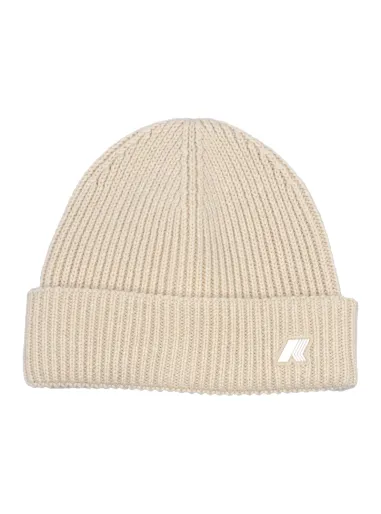 COTTON AND WOOL CAP PINK TINT MELANGE  E. BRICE CARDIGAN STITCH  - K-WAY