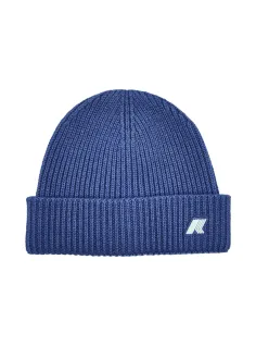 COTTON AND WOOL CAP GREY BLUE AVIO MELANGE  E. BRICE CARDIGAN STITCH  - K-WAY