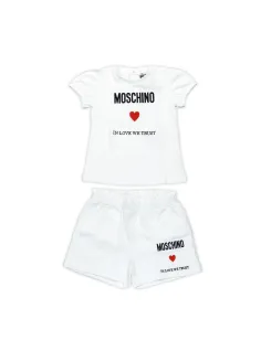 T-SHIRT+SHORTS SET OPTIC WHITE - MOSCHINO KIDS