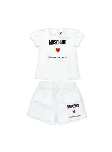 T-SHIRT+SHORTS SET OPTIC WHITE - MOSCHINO KIDS