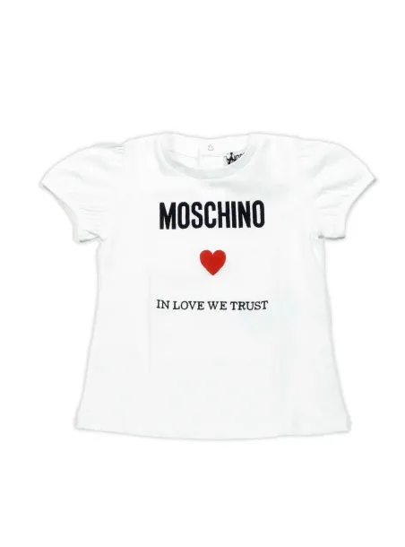 T-SHIRT+SHORTS SET OPTIC WHITE - MOSCHINO KIDS
