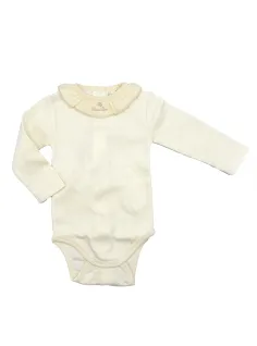 BODY MANICA LUNGA CON COLLO A ROUCHES ECRU - NATURAPURA