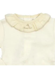 LONG SLEEVED BODYSUIT WITH RUFFLED COLLAR ECRU - NATURAPURA 2