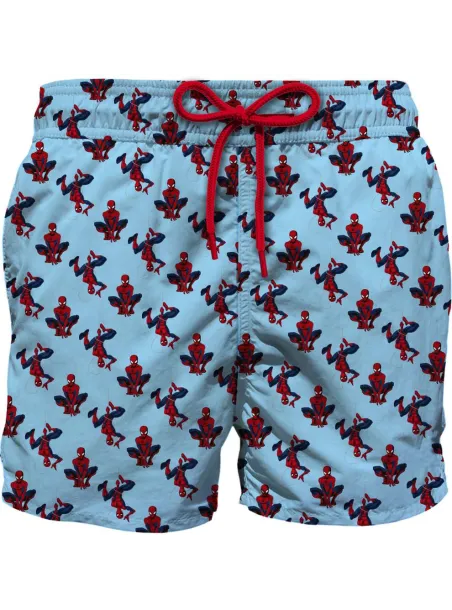 BOXER SPIDEY HANGING MC2 SAINT BARTH LIGHT BLUE - MC2 SAINT BARTH