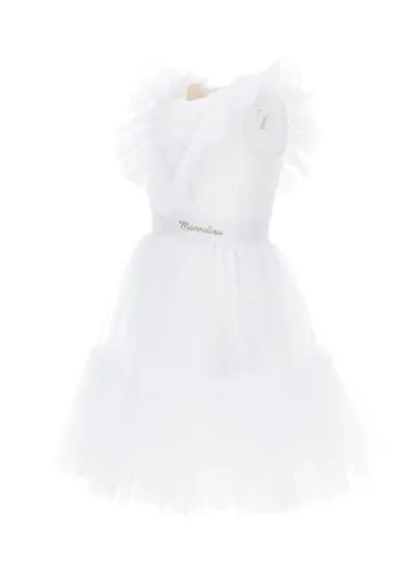 DRESS SOFIA ROUCHES TULLE White -  Monnalisa