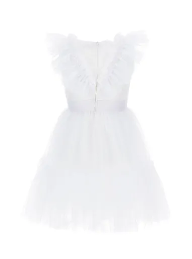 DRESS SOFIA ROUCHES TULLE White -  Monnalisa