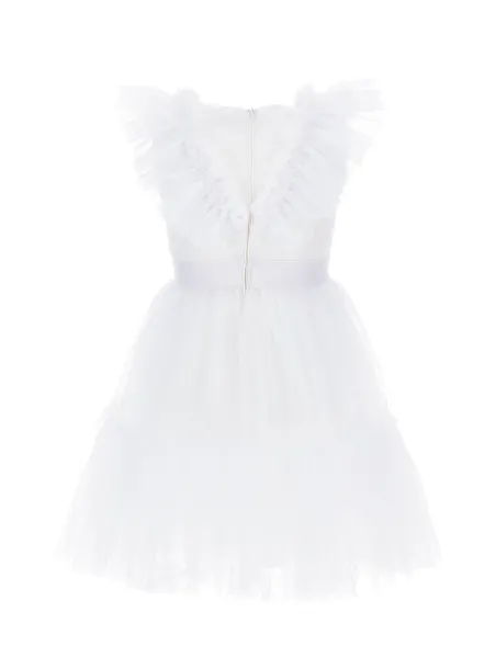 DRESS SOFIA ROUCHES TULLE White -  Monnalisa