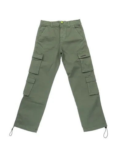 GABARDINE CARGO PANTS JUNIOR UNISEX Dark olive