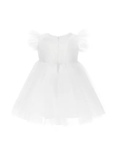 DRESS BUTTERFLY TULLE White -  Monnalisa