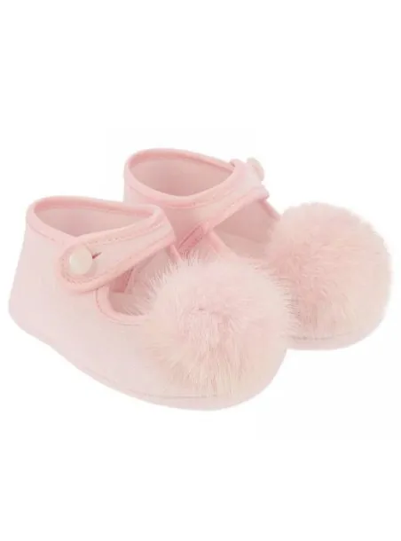 Baby girls pink Pompon ballet flat
