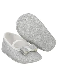 Scarpine argento glitter neonata