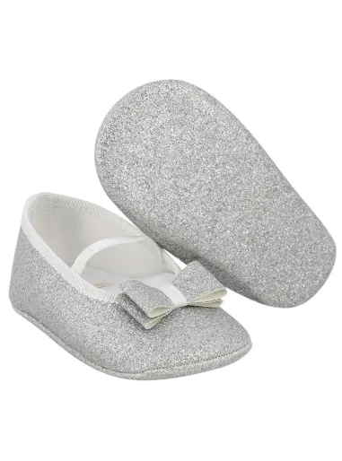 Scarpine argento glitter neonata
