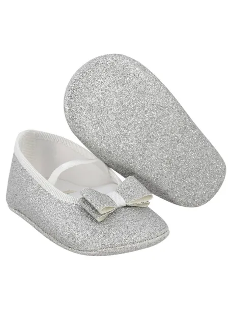 Scarpine argento glitter neonata
