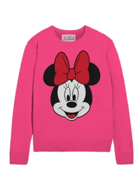 Crewneck Sweater Happy Minnie 25 Fucsia - MC2 Saint Barth