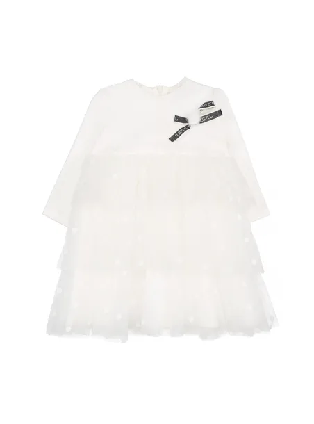 DRESS JERSEY + TULLE A POIS