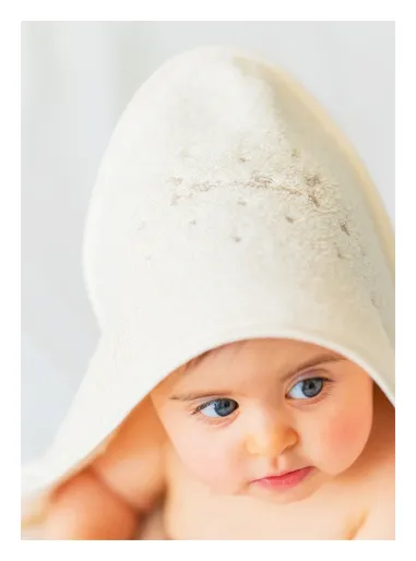 Baby towel with sheep embroidery  - Natura Pura