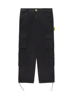 GABARDINE CARGO PANTS JUNIOR UNISEX BLACK - BARROW KIDS