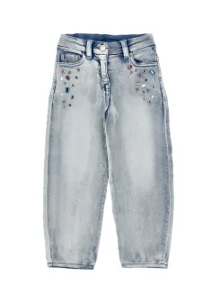 Fleece jeans trousers Stone application