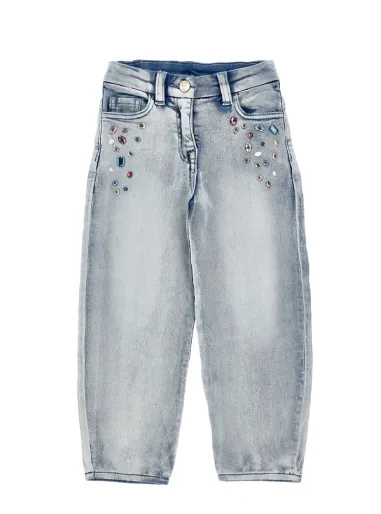 Pantalone jeans in felpa Applicazione pietre