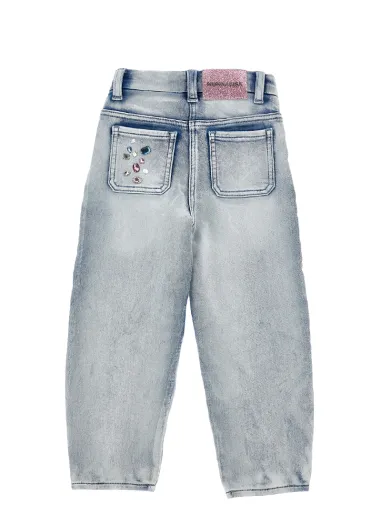 Fleece jeans trousers Stone application