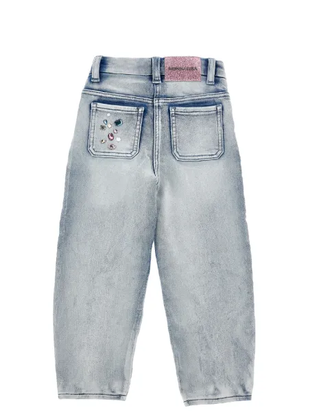 Fleece jeans trousers Stone application
