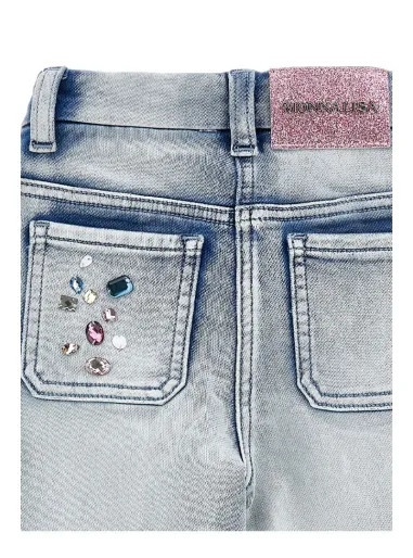 Fleece jeans trousers Stone application