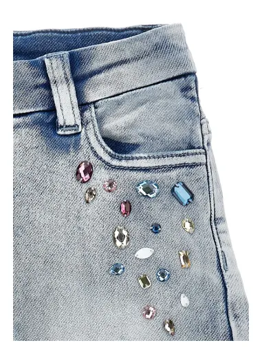 Fleece jeans trousers Stone application