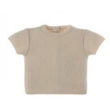 Natura Pura OPENWORK KNITTED T-SHIRT ECRU - NATURAPURA bb24s010-Be-naturap24