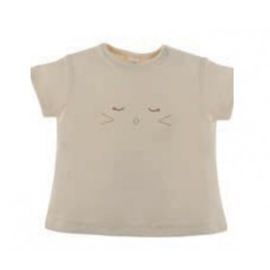 Natura Pura T-SHIRT STAMPATA GATTINO ECRU - NATURAPURA bb24s068-Be-naturap24