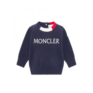 Moncler CREW NECK SWEATER  BLACK - MONCLER KIDS J29519C00002750-Bl-moncler2425