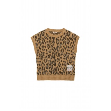 N.21 Kids LEOPARD VEST SWEATER TANNIN BROWN - N.21 Kids N21997N03680N717-Ma-N212425