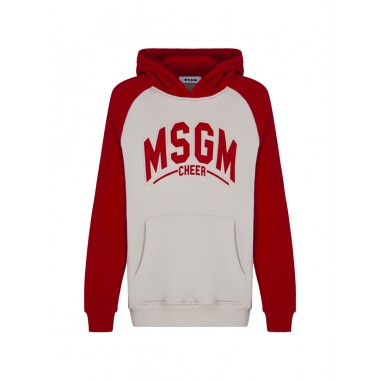 MSGM BASKETBALL SWEATSHIRT CREAM/RED - MSGM KIDS F4MSJBHS225013/01-Mu-msgm2425