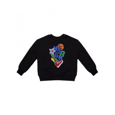 MSGM CREW NECK SWEATSHIRT BLACK - MSGM KIDS F4MSNBSW271110-Ne-msgm2425