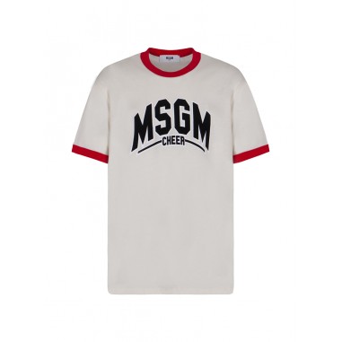 MSGM BASKETBALL LOGO T-SHIRT CREAM - MSGM KIDS F4MSJBTH22413-Bi-msgm2425