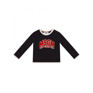 MSGM LONG SLEEVE T-SHIRT BLACK - MSGM KIDS F4MSNBTH263110-Ne-msgm2425