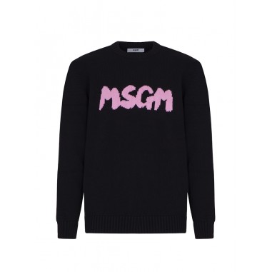 MSGM COTTON SWEATER BLACK - MSGM KIDS F4MSJUJP075110-Ne-msgm2425