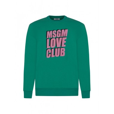 MSGM FELPA ARRICCIATA SULLE MANICHE VERDE - MSGM KIDS F4MSJGSW21880-Ve-msgm2425