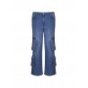 PANTALONE JEANS MULTITASCHE LARGO BLU - MSGM KIDS