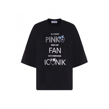 Pinko JERSEY T-SHIRT GIRL BLACK - BARROW KIDS F4PIJGTH216110-Ne-pinko2425