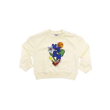 MSGM CREW NECK SWEATSHIRT CREAM - MSGM KIDS F4MSNBSW27113-Bi-msgm2425