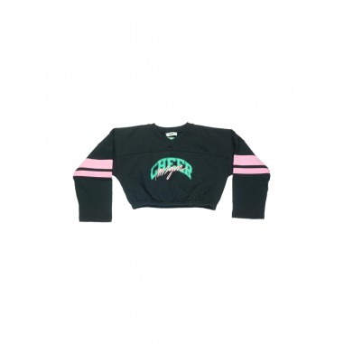 MSGM CROPPED SWEATSHIRT WITH CURLING AT THE BOTTOM BLACK - MSGM KIDS F4MSJGSW219110-Ne-msgm2425